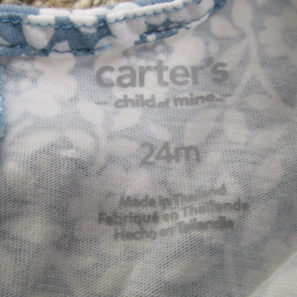Carters 2 Pc Sleeveless Shirt Bloomer Outfit Girls 24M Blue Floral‎ Pullover